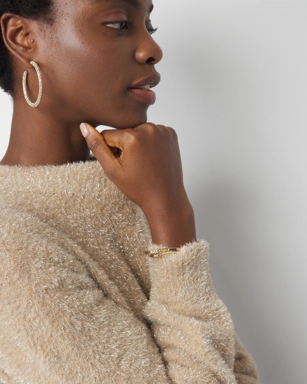 Tinsel Trim Sweater | White House Black Market